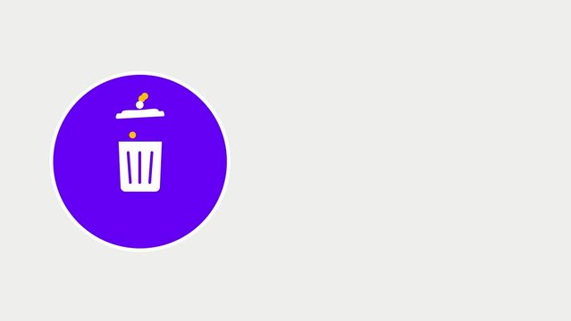White rubbish bin collects rubbish and turns purple