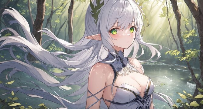 portrait of a elf girl in forest