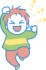 喜ぶ男の子のイラスト