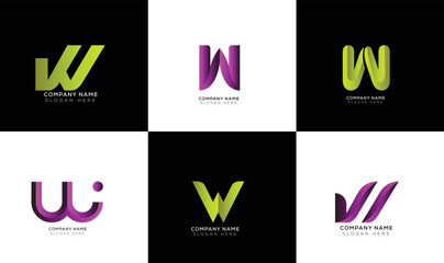 Minimal gradient letter m logo collection black and white