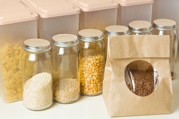 Eco friendly zero waste shop. Paper bag.