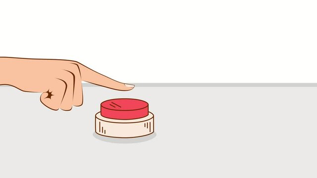 A hand pressing on a red button