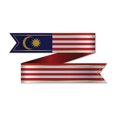 Made in Malaysia, badge or label with flag isolated on white background. Vector illustration.