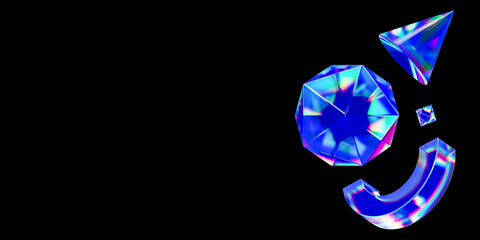 Luxury black background, geometry elements, 3d artwork, jewelry poster