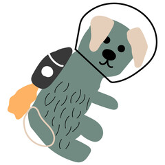 cute dog astronout childish hand drawn illustration