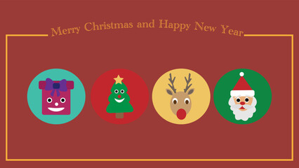 Merry Christmas And Happy New Year Card Vectors