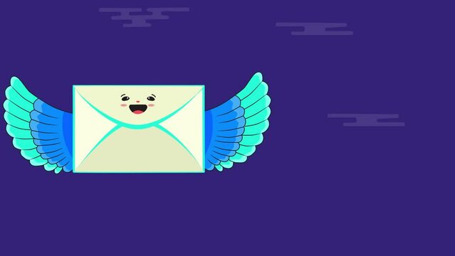 A letter with two wings flying mid air