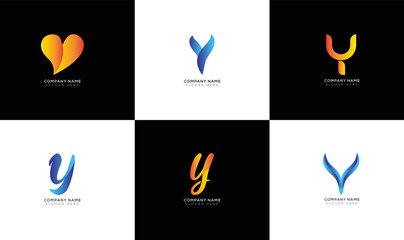 Fototapeta Gradient letter y logo collection with black and white obraz