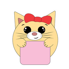 Cute Cat with poster without text in color for congratulation
