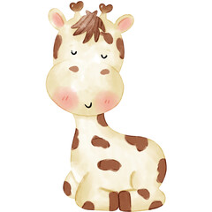 Baby Giraffe watercolor illustration