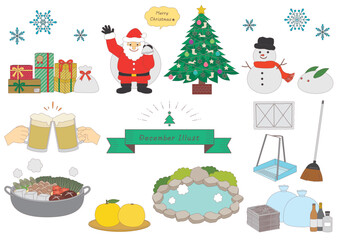 12月に関連するイラストのセット_主線あり
