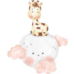 Baby Giraffe watercolor illustration