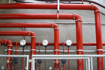 Fire sprinkler system and red sprinkler hose with outdoor controller,fire prevention concept