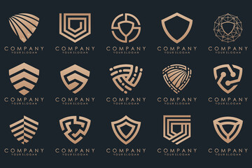Creative Shield logo and icons set. Vector logo design template.