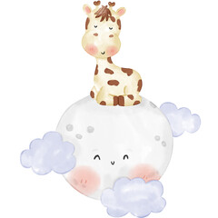 Baby Giraffe watercolor illustration