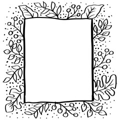 Doodle hand drawing floral frame decoration.