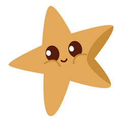 Vector isolated illustration with image of New Year star in cartoon retro style. Template for design in groovy, hippie, retro style.