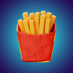 premium fast food fried potatoes icon 3d rendering on isolated background