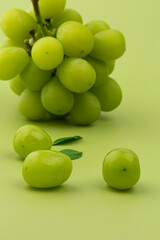 A bunch of Shine Muscat green grape on green background