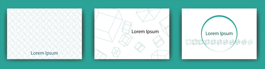 箱/Postcard/はがきテンプレート/グラデーションベクターアイコン/DM/ポストカード/名刺デザインの　テンプレートセット