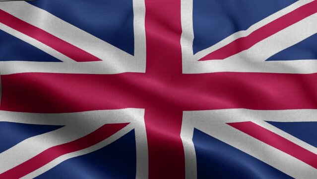 Flag of United Kingdom fluttering in the wind.