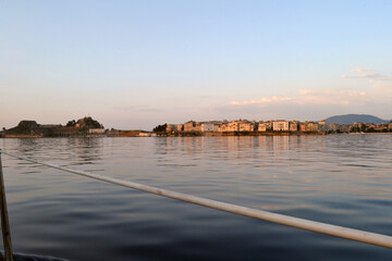 Fototapeta premium View of Corfu town from a sailboat.
