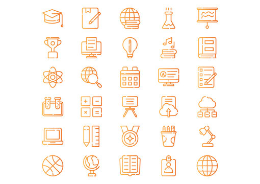 Education icon pack with gradient style