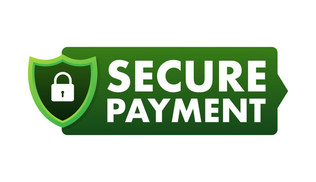 Secure payment. Credit card icon with shield. Secure transaction. Vector stock illustration.