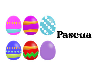 Three colorful easter eggs on a white background