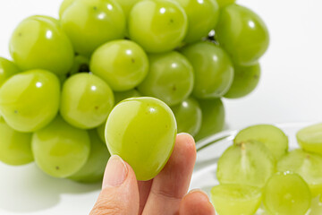 Shine Muscat green grape on white background