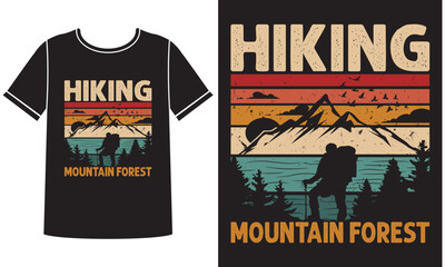 Hiking mountain forest t-shirt design concept