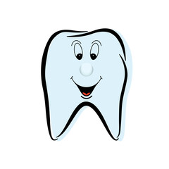 Tooth one line, tooth continuous line, vector drawing