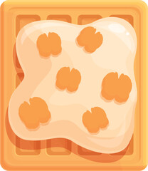 Nut waffle icon cartoon vector. Belgian food. Cooking menu