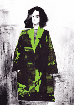 Fashion abstract sketch, watercolor hand draw fasion illustration