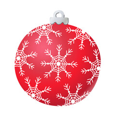 Christmas ball illustration. Decoration item for Christmas tree. Bauble with snowflakes.