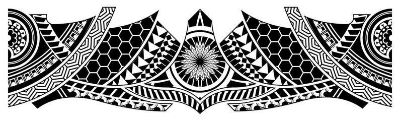 Abstract Polynesian art tattoo border - obrazy, fototapety, plakaty