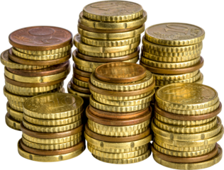 euro coins money stacked.