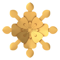 Golden flower. 3D flower. 3D illustration.