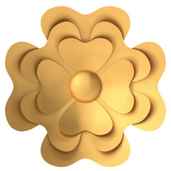 Golden flower. 3D flower. 3D illustration.