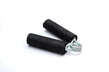 Black hand grip on white background isolated