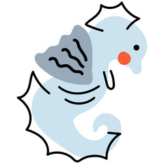 cute Seahorses hand drawn vector element