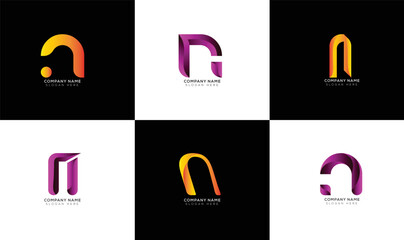 Elegant of abstract letter n logo collection