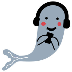 baby whale childish hand drawn