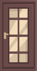 Glass door icon cartoon vector. Home exterior. Wood room