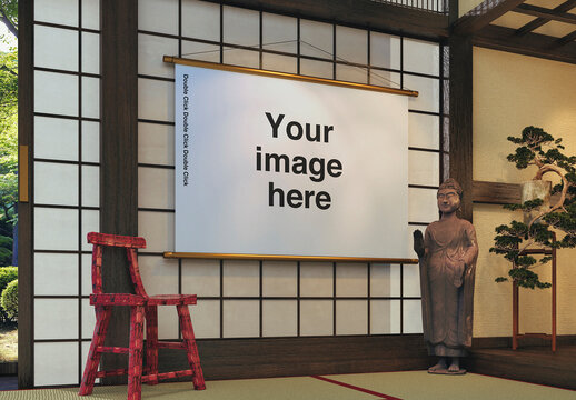 Japanese Indoor Temple Poster Mockup 08