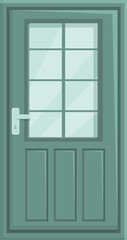 Glass door icon cartoon vector. House exterior. Open room