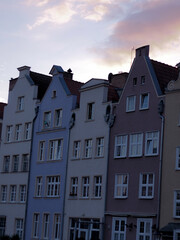 beautiful view, night time, old town of Gdansk, in Poland