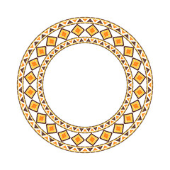 African border frame pattern. Tribal circle texture. Raffia ethnic template for logo or label. Boho Coffee menu design.