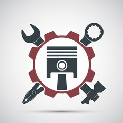 Car service logo with tools. Auto repair shop icon