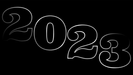 New Year 2023 Dark Banner Silver Outlined Text